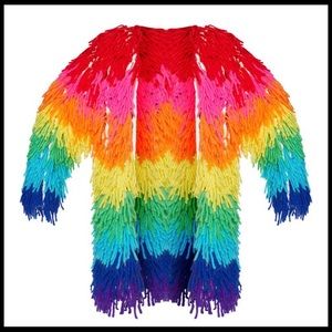 Festival Rave Rainbow Shag Coat